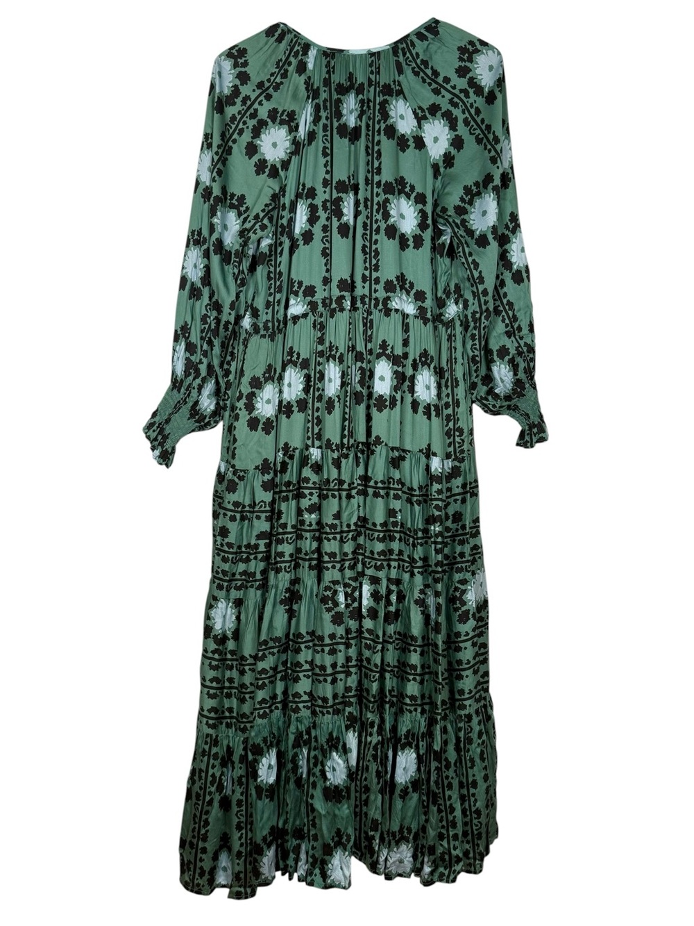 Omika Size M Lisha Riviera Maxi Dress Emerald Green Floral Print - Picture 4 of 8